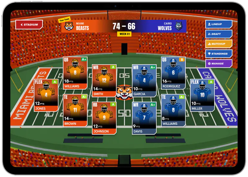 The LitZone stadium home screen on an iPad