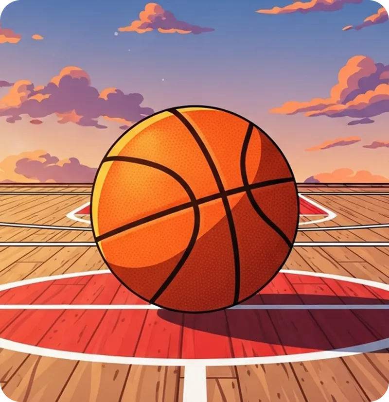 A basketball on a court