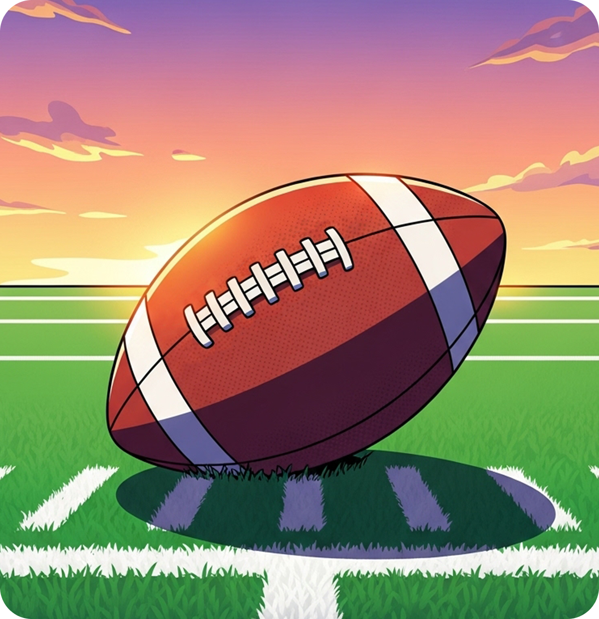 A football on a field